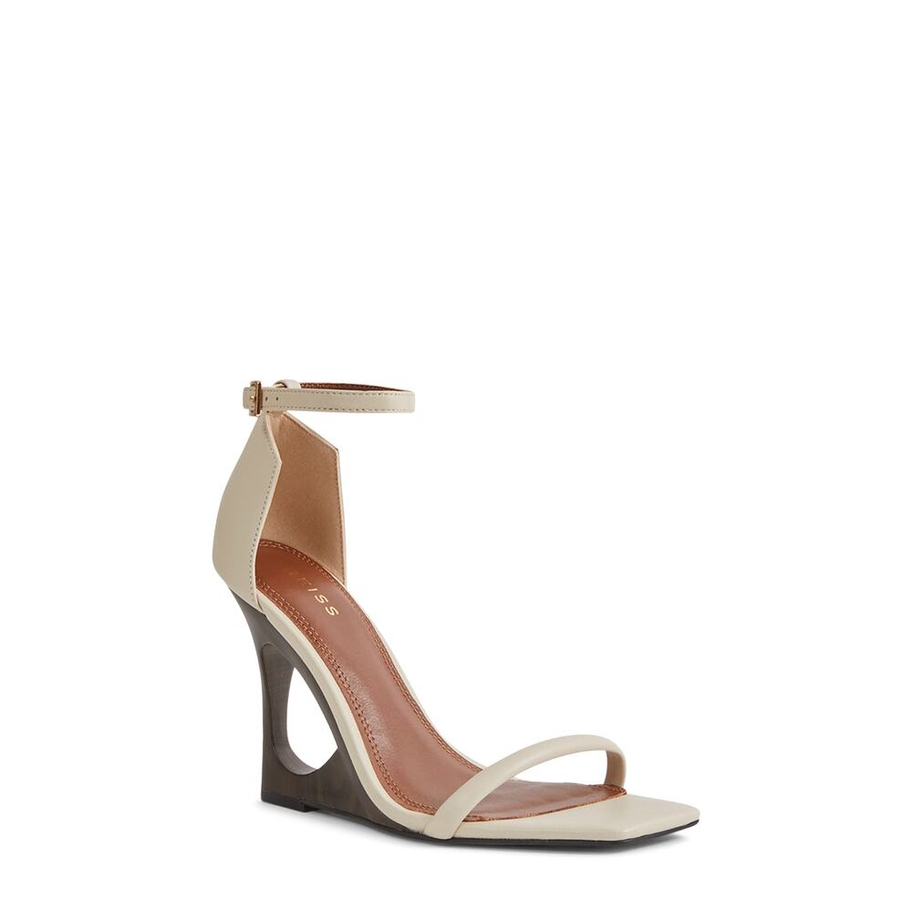 Reiss 'Cora' White Ankle Strap Wedge Sandal Size 5.5